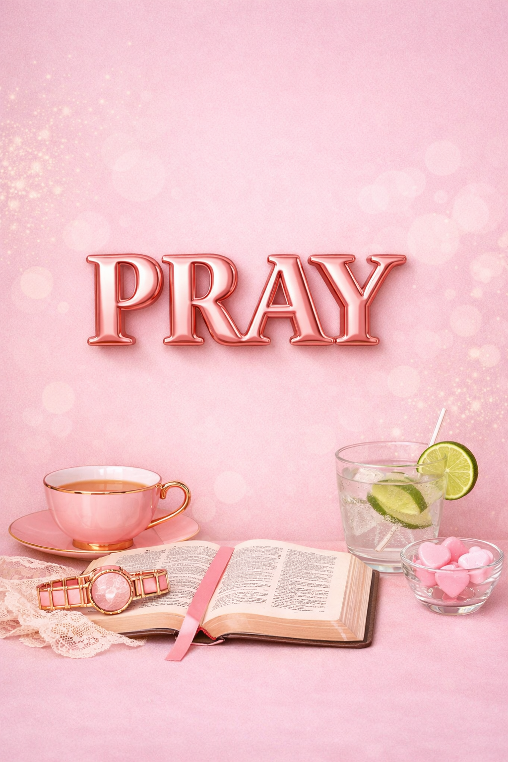 PRAY – Pink Christian Wall Art Print | Faith Home Decor