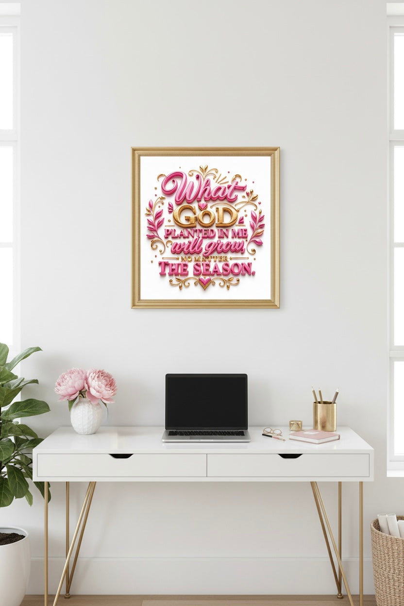 What God Planted in Me Will Grow – Pink Christian Digital Wall Art | Instant Download