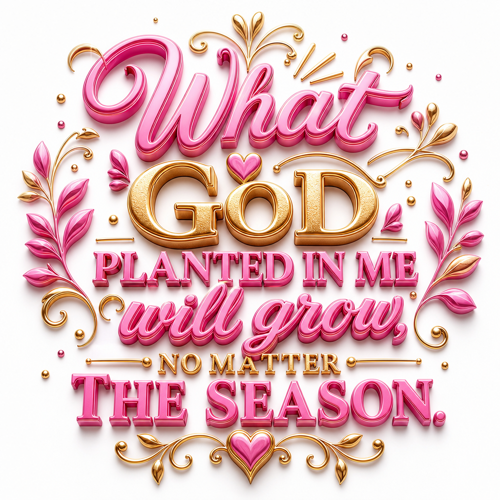 What God Planted in Me Will Grow – Pink Christian Digital Wall Art | Instant Download