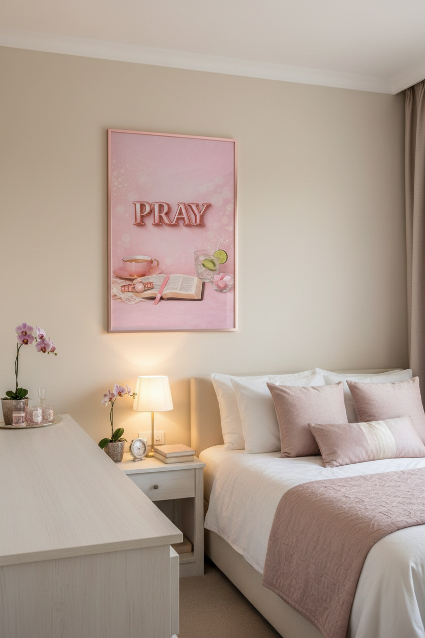 PRAY Print Bedroom Mockup
