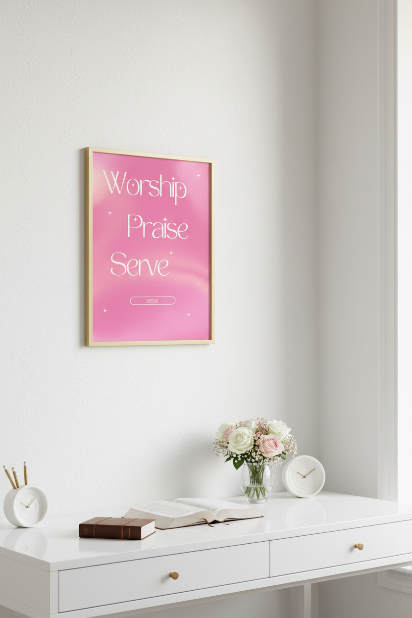 Worship Praise Serve Repeat – Church Office Mockup